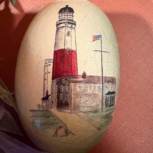 Montauk Point Light Hand-Painted Lighthouse Decorative rock  (2015) - Picture 2 of 7